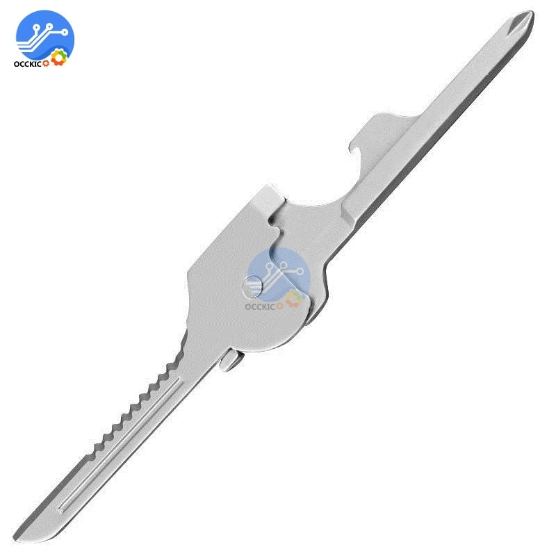 6 in1 Stainless Steel Multi Tool Key, fits on all keychains!
