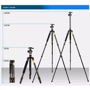 Professional Travel Tripod from Carbon Fiber with ballhead you can turn into monopod for D/SLR Cameras