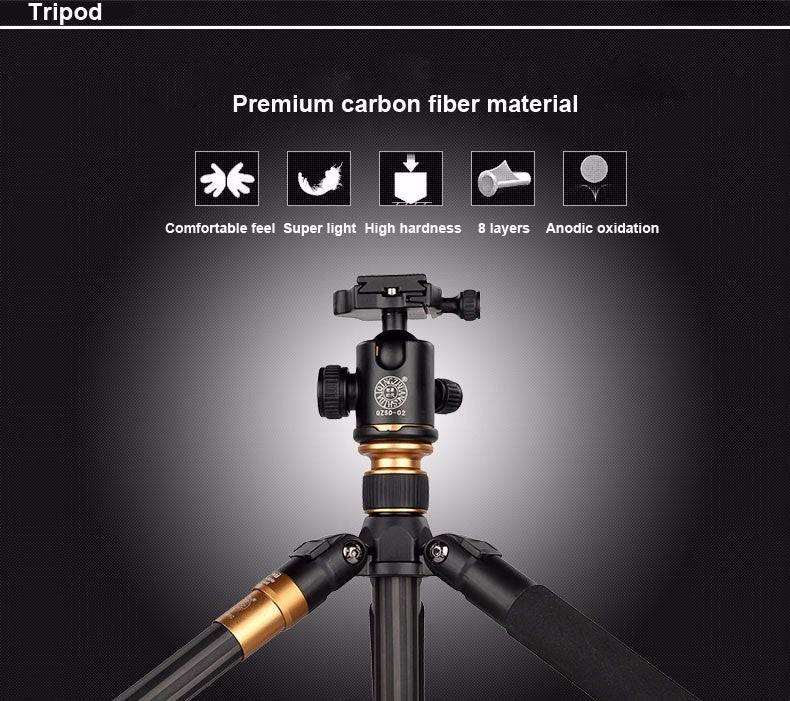 Professional Travel Tripod from Carbon Fiber with ballhead you can turn into monopod for D/SLR Cameras