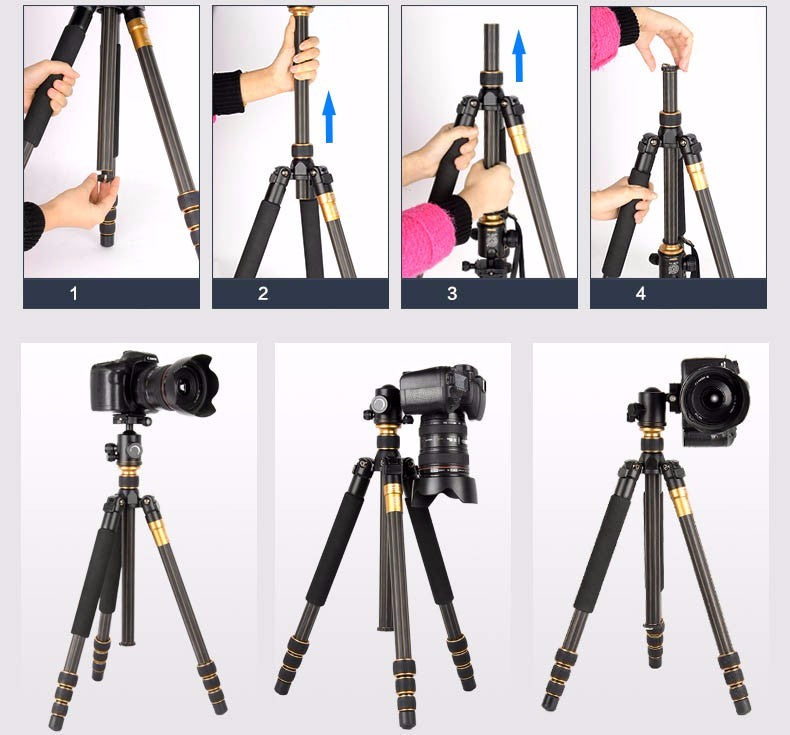 Professional Travel Tripod from Carbon Fiber with ballhead you can turn into monopod for D/SLR Cameras