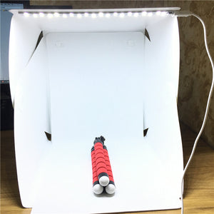 Portable foldable photostudio with integrated LED lights, for product-photography!