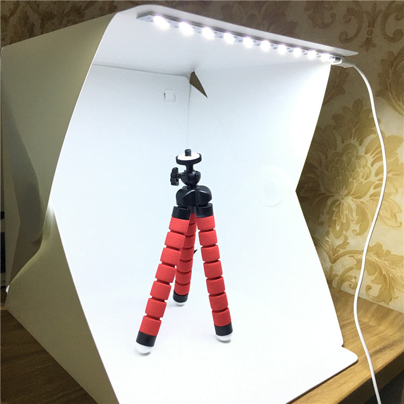 Portable foldable photostudio with integrated LED lights, for product-photography!